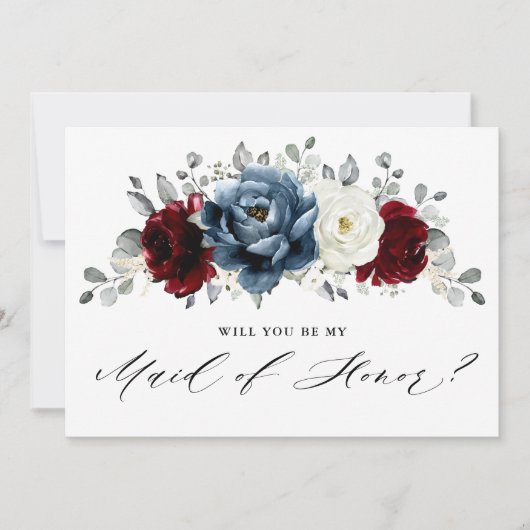 石板ブルゴーニュアイボリー私のメイド・オブ・オーナー（花嫁付き添い人） 招待状 (正面)
