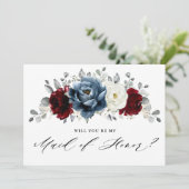 石板ブルゴーニュアイボリー私のメイド・オブ・オーナー（花嫁付き添い人） 招待状 (スタンド正面)