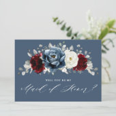 石板ブルゴーニュアイボリー私のメイド・オブ・オーナー(花嫁付き添い人) 招待状 (スタンド正面)