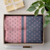 石板ブルーかわいらし&コーラル-モノグラム 薄葉紙 (ギフト)