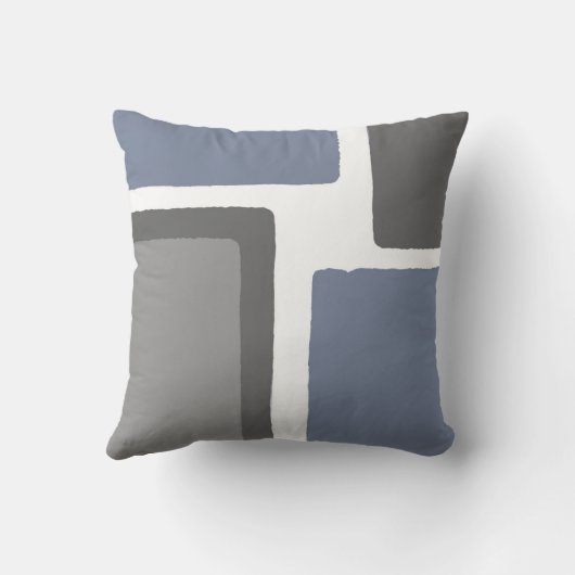 石板ブルーとグレーのミニマリストカラーブロック クッション (裏面)