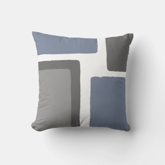 石板ブルーとグレーのミニマリストカラーブロック クッション (正面)