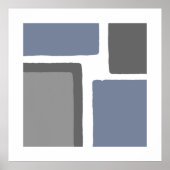 石板ブルーとグレーのミニマリストカラーブロック ポスター (正面)