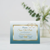 石板ブルーと金ゴールド日付はがきを保存 案内ポストカード (スタンド正面)