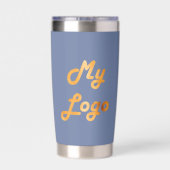 石板ブルーのロゴビジネス企業の 保温保冷タンブラー (背面)