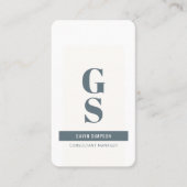 石板ブルーアイボリーミニマルモダンイニシャルQRコード 名刺 (正面)