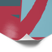 石板ブルーアクアブラックオンダークレッド抽象デザイン ポスター (コーナー)