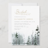 石板ブルーウィンターランドスケープウッドランドブライダルシャワー 招待状 (正面)