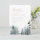 石板ブルーウィンターランドスケープウッドランドブライダルシャワー 招待状 (スタンド正面)