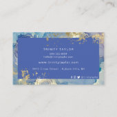 石板ブルーウォーターカラー大理石インク&ゴールドフォイル 名刺 (裏面)