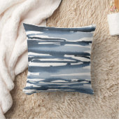石板ブルーウォーター色の抽象芸術ストライプ クッション (ブランケット)