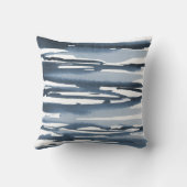 石板ブルーウォーター色の抽象芸術ストライプ クッション (裏面)