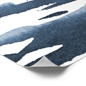 石板ブルーウォーター色の抽象芸術ストライプ ポスター (角)