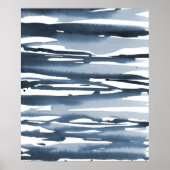 石板ブルーウォーター色の抽象芸術ストライプ ポスター (正面)