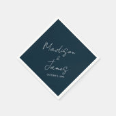 石板ブルーエレガントスクリプトミニマリストカクテルナップ スタンダードカクテルナプキン (角)