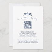 石板ブルーオリーブブランチモノグラムリース結婚ズ 招待状 (裏面)