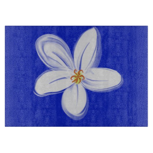 石板ブルーオーキッド装飾ガラス切断板 カッティングボード (正面)