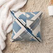 石板ブルーグレーブラックベージュディアゴナル抽象芸術アート クッション (ブランケット)