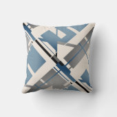 石板ブルーグレーブラックベージュディアゴナル抽象芸術アート クッション (裏面)