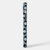 石板ブルーグレーブラックミッドセンチュリースクウェアパターン iPhoneケース (左側面)