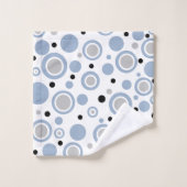 石板ブルーシルバーホワイト幾何学模様プリント バスタオルセット (ウォッシュタオル)