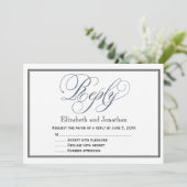 石板ブルースクリプト応答RSVPエンクロージャカード 招待状 (スタンド正面)