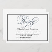 石板ブルースクリプト応答RSVPエンクロージャカード 招待状 (正面/裏面)