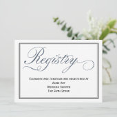 石板ブルースクリプト結婚のレジストリエンクロージャカード 招待状 (スタンド正面)