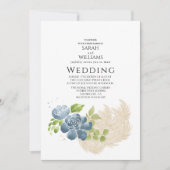 石板ブルーセージ素朴グリーンウォーターフローラ 招待状 (正面)