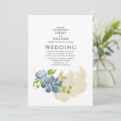 石板ブルーセージ素朴グリーンウォーターフローラ 招待状 (スタンド正面)