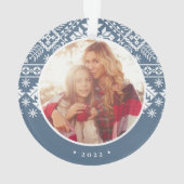 石板ブルーセーターパターン |写真 オーナメント (裏面)