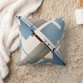 石板ブルータウペブラックベージュダイアゴナル抽象芸術 クッション (ブランケット)