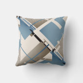 石板ブルータウペブラックベージュダイアゴナル抽象芸術 クッション (裏面)