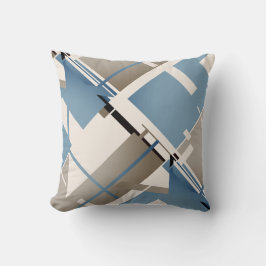 石板ブルータウペブラックベージュダイアゴナル抽象芸術 クッション