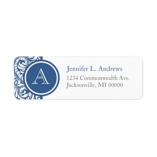 石板ブルーダマスクモノグラムアドレスの戻り値のラベル ラベル (正面)