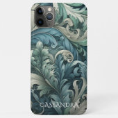 石板ブルーティール(緑がかった色)グリーングレーペイズリーアートパターン Case-Mate iPhoneケース (裏面)