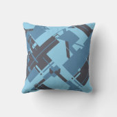 石板ブルーネイビーロビンズエッグブルーダイアゴナルデザイン クッション (裏面)