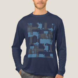 石板ブルーネイビーロビンズエッグブルー抽象デザイン トライブレンドTシャツ