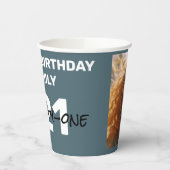 石板ブルーハッピーバースデー紙カップ 紙コップ (左)
