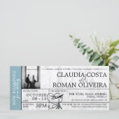 石板ブルーパ結婚リズボーディングパス招待状 (スタンド正面)