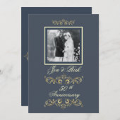 石板ブルーフォトアンビナシー招待状 招待状 (正面/裏面)