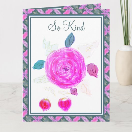 石板ブルーフローズンサンキューカード カード (正面)