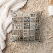 石板ブルーブラウンサリモザイクパターンアート クッション (ブランケット)