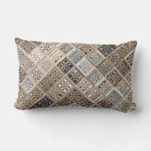 石板ブルーブラウンサリモザイクパターンアート ランバークッション (裏面)