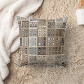 石板ブルーブラウンサリモザイク模様アート クッション (ブランケット)