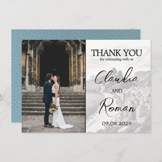 石板ブルーブラジル旅券 サンキューカード (正面/裏面)