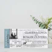 石板ブルーブラジ結婚ルズボーディングパス招待状 (スタンド正面)