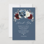 石板ブルーブルガンディホワイトアイボリーボホブライダルシャワー サンキューカード (正面)