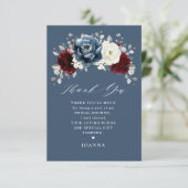 石板ブルーブルガンディホワイトアイボリーボホブライダルシャワー サンキューカード (スタンド正面)