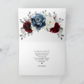 石板ブルーブルガンディホワイトアイボリーボホブライダルシャワー サンキューカード (内部)